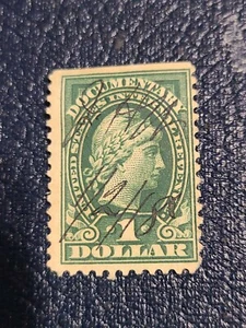 US Revenue (Scott R240a) 1917-33 $1 Green LIBERTY Documentary USED -#2868 - Picture 1 of 3