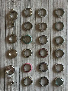 Origami Owl Large Living Lockets Lanyards Faces Bases SILVER Sold Separately NEW - Picture 1 of 25