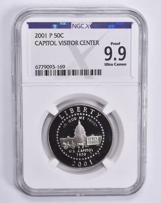 Proof 9.9 UCam 2001-P Capitol Visitor Center Commemorative Half Dollar NGCX - Image 1 of 4