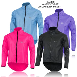 LADIES CYCLING RAIN JACKET HIGHLY VISIBILITY WATERPROOF FOR WOMEN BICYCLE JACKET - Picture 1 of 9