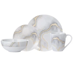 Safdie & Co. Electric Marble 16 Piece Dinnerware Set, Service for 4, Fiesta D... - Picture 1 of 5