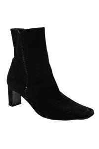 St. John Womens Suede Side Striped Zipped Block Heels Ankle Boots Black Size 6.5 - Picture 1 of 5