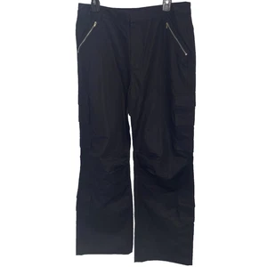 Princess Polly Cargo Wide Leg Recycled Cotton Pockets Womens Pants Size 8 Black - Picture 1 of 11