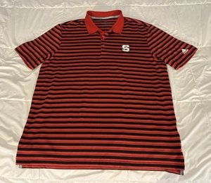 NC State Wolfpack Adidas Golf Poloshirt Herren Large rot mit schwarz gestreift L - Bild 1 von 6