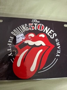 The Rolling Stones Fifty Years 50 License Plate Black Red Logo Brand New Sealed - Picture 1 of 10