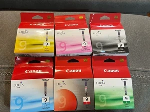 Canon PGI-9 Posten Foto schwarz cyan magenta gelb rot grün Tinte versiegelte Verpackung - Bild 1 von 3