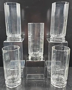 5) Luigi Bormioli Handel Highball Glasses Set Vintage Clear Decagon Tumblers Lot - Picture 1 of 24