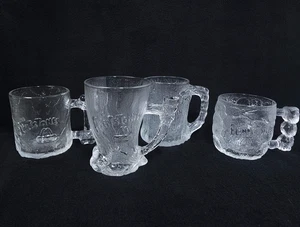 Flintstones McDonald’s Glass Mugs Complete Set of 4 Vintage Cartoon Collectibles - Picture 1 of 10