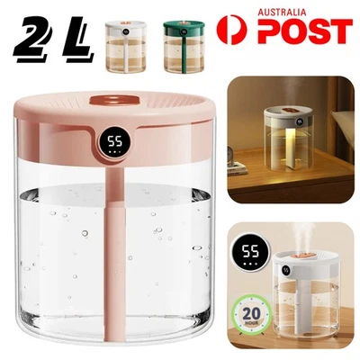 2L Air Humidifier LED Ultrasonic Cool Mist Purifier Steam Night Light Home USB - Image 1 of 4