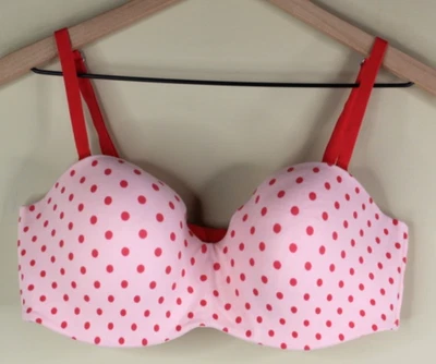 Victoria Secret Body By Victoria Polka Dot Lined Strapless Sans Bretelles 36D - Image 1 of 4