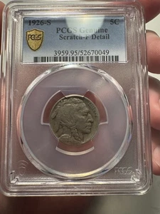 1926-S Buffalo Nickel 5¢ Key Date - PCGS F Detail “Scratched” - Picture 1 of 10