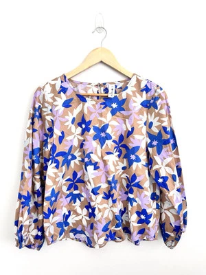 New Elm Marguerite Floral Cotton Top Blouse Size 10 - image 1 of 4