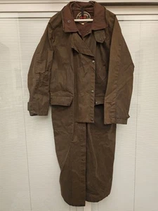 Australian Outback Brown Men's Collection Oilskin Duster Long Jacket Snap Medium - Picture 1 of 12