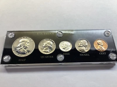 1956 US Mint Silver Proof Set Type 2 in Vintage Capital Holder 111025 22ee - Image 1 of 4