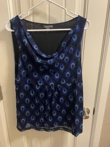 Apt 9 Stretch Top L Blue Black Blouse Large Sleeveless Shirt Lg  - Picture 1 of 6