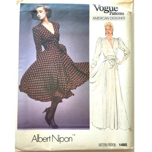 Vintage 80er Schnittmuster Abend Wickel Mieder ausgestellt Kleid Gr. 8 Vogue 1485 - Bild 1 von 7