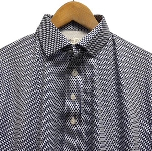 Collars & Co. NEU Herren M eleganter Kragen marineblau/weiß geometrisch Performance Golf Polo - Bild 1 von 5