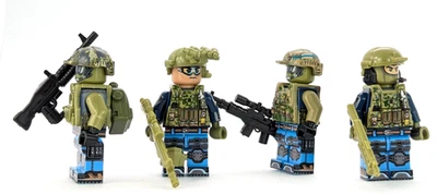 Custom Printed LEGO Minifigure (4x) "Blue Sector Patrol" Dark-Ops Mercenaries - image 1 of 4