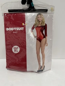 Amscan Red Metallic Bodysuit Adult M/L Long Sleeve Costume Leotard New - Picture 1 of 2
