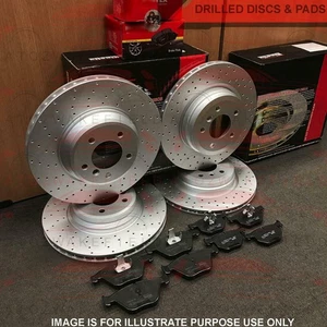 FOR MERCEDES C CLASS W204 S204 FRONT REAR DRILLED BRAKE DISCS PADS SHOES - Picture 1 of 5