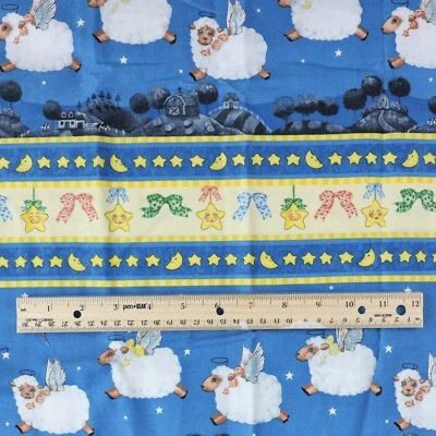 Counting Sheep Fabric 51 x 44 Olivia Audi SSI Bedtime Sleep Star Quilt Craft Sew - Image 1 of 4