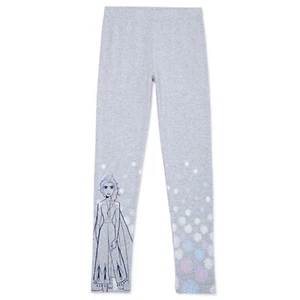 Frozen II Floral Border, Elsa Gray Girl's Leggings - NWT - Picture 1 of 3