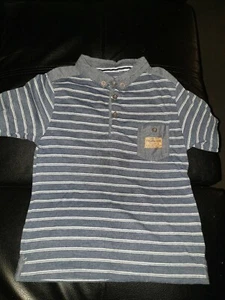 REBEL UK BOYS SIZE 6 - 7 YEARS BLUE & WJITE STRIPED BASIC T-SHIRT TOP  - Picture 1 of 7