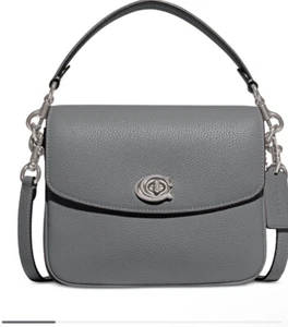 ❤️ Coach Cassie 19 Silver/blue Grey Polished Pebbled Leather Crossbody - Picture 1 of 4