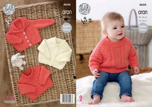 Cárdigan jersey con cable manga raglán bebé Aran patrón de tejido 4644 - Imagen 1 de 3