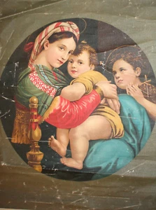 Antigua lienzo italiano reproducción Raffaello Sanzio Rafael - Imagen 1 de 12