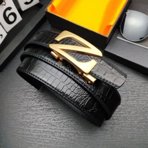 Leder Krokodil Buchstaben Gürtel Business Freizeit Mode Jeans Anzüge beliebt schwarz - Bild 1 von 14