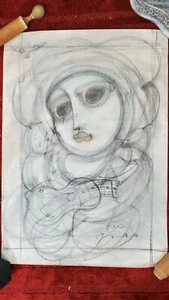 PINTURA EXPRESIONISTA BEN MACALA (1938-1997) 1962 VINTAGE MODERNO PASTEL AFRICANO - Imagen 1 de 12