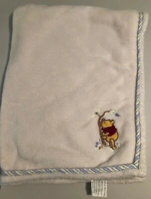 Disney Classic Pooh Plush Baby Blanket Kidsline 40" x 30" Red Shirt VGUC - Image 1 of 4