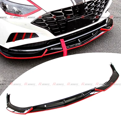 PARA HYUNDAI SONATA 2020-2023 ESTILO CK NEGRO ROJO 3 PIEZAS PARACHOQUES DELANTERO DIVISOR LAP Foto 1 de 4