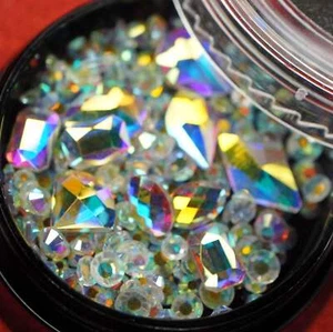 Colorful Diamond Crystals Flatback Glass Rhinestones Gems 3D Nail Art Decor Kit - Picture 1 of 8