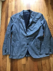 Cappotto sportivo Nautica Modern Fit Chambray da uomo blu preppy foderato 2 bottoni - Foto 1 di 9
