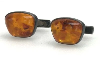 Manschettenknöpfe Silber 835 Bersnstein Amber Design hochwertig  F8O164 - Bild 1 von 4