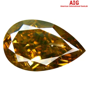 1,00 quilates corte de pera certificado AIG (8 x 5 mm) elegante piedra de diamante amarillo naranja - Imagen 1 de 4