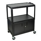 Luxor 42 Adjustable Height Large Steel A/V Cart With Cabinet