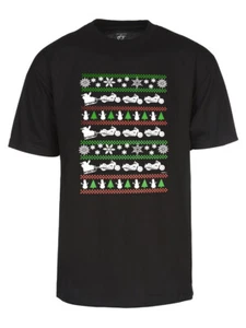 Camiseta de manga corta trineo de motociclista de Papá Noel de Navidad para hombre - Imagen 1 de 7