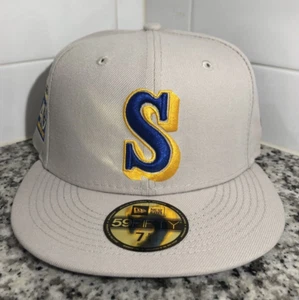 Seattle Mariners New Era 40th Anniversary Cream 59FIFTY Fitted Hat Size 7 5/8 - Picture 1 of 5