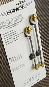 Spiedini ruota chiave esagonale Halo (coppia) non QR mountain bike o bici da strada (oro) NUOVI! - Foto 1 di 3