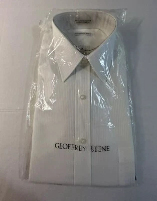 Geoffrey Beene White Pin Striped Dress Shirt Size 15 32/33 - Image 1 of 4