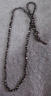 Vintage Ann Taylor Gunmetal Colored Beaded Necklace With Clear Rhinestones ~ 30"