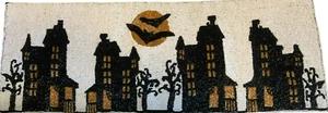 HALLOWEEN Tahari Home Haunted House Bats Beaded Table Runner 13”x 36” - Picture 1 of 6