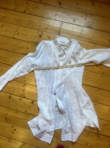Leinen Tunika Kleid Designer Max volmary 42 Weiß Edel - Bild 1 von 7