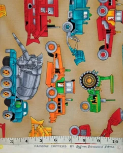Rainbow Critters 34" Remnant Hoffman International Cotton Construction Vehicles - Picture 1 of 2