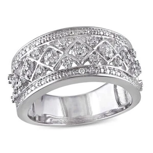 Anillo de diamantes TDW de plata de ley Amour de 1/7 quilates - Imagen 1 de 5