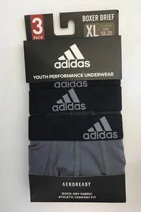 ADIDIAS 3-PACK YOUTH PERFORMANCE AEROREADY BOXER BRIEFS NEW XL - Picture 1 of 5