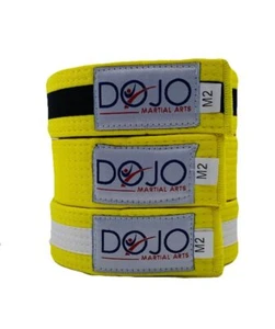 Dojo Kids Yellow BJJ Belt Children JiuJitsu Belt Boys Girls M0 M2 M4 Stripe Belt - Picture 1 of 12